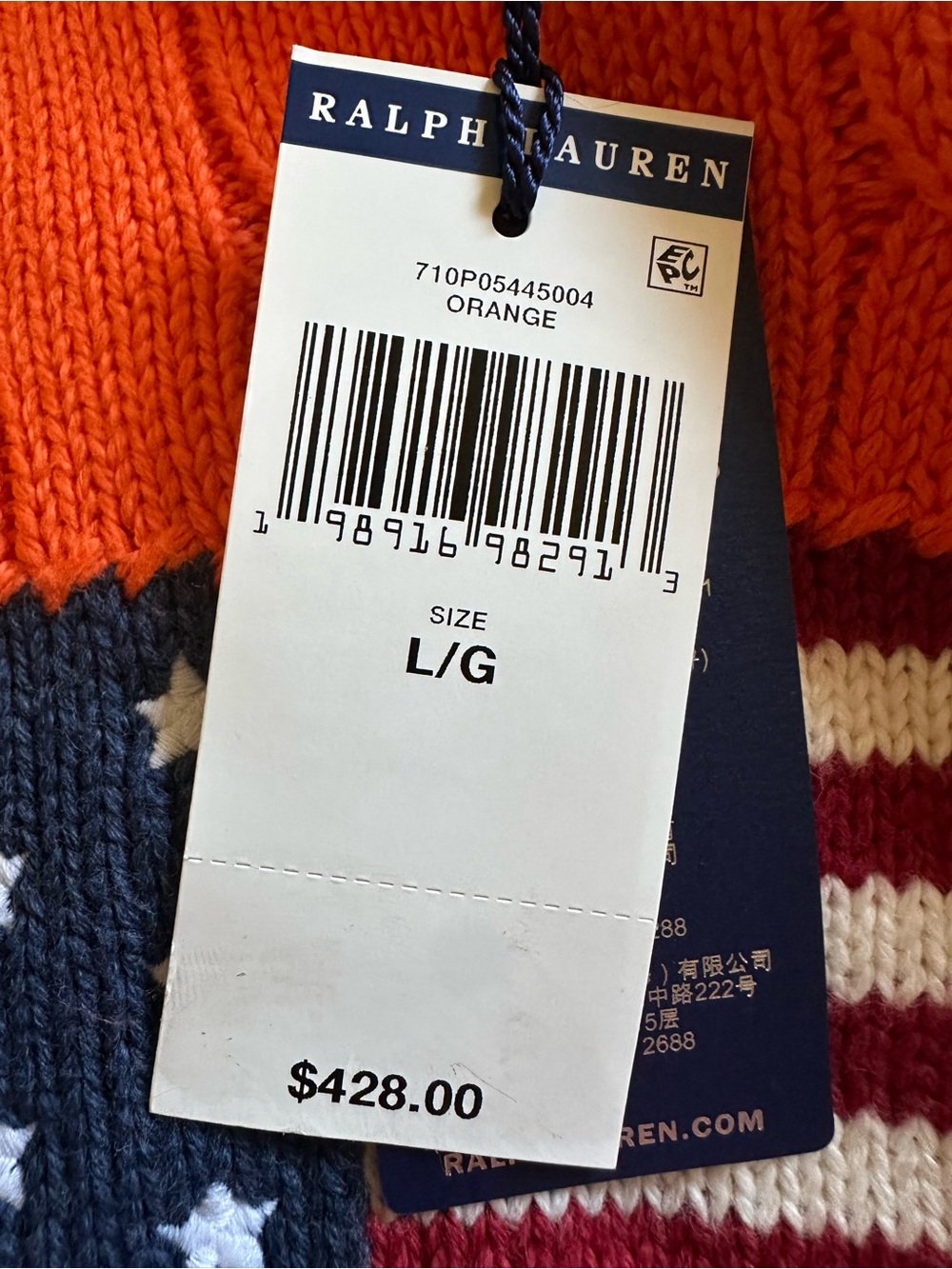 Polo Ralph Lauren Cable Knit Iconic USA Flag Sweater Men’s Size Large Brand New - Picture 4 of 4